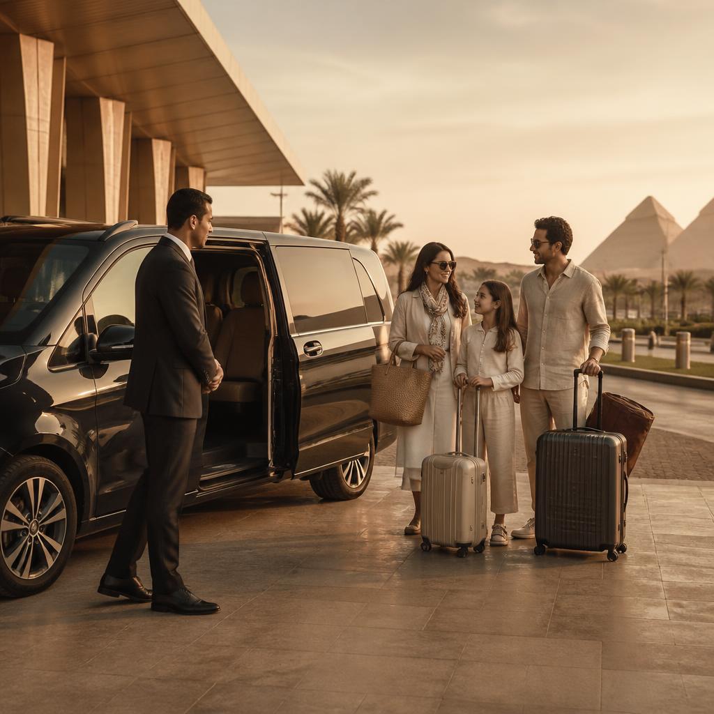 Professional airport transfer with premium minivan and luggage assistance
